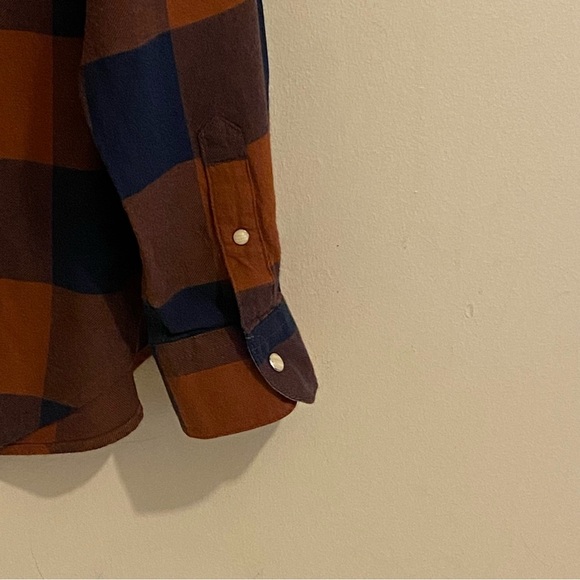 Flag & Anthem Women’s Pearl Snap Shirt XXL Plaid Rust/ Blue Pocket - Picture 6 of 11